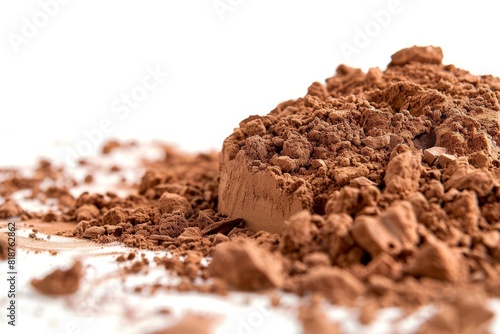 cocoa powder sugar isolated white background brown rich dusted sprinkled contrast ingredients baking cooking food photography closeup food 