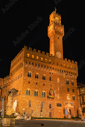 illuminated palazzo vecchio at night