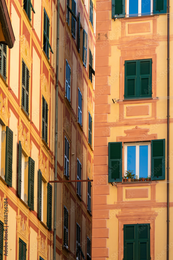 Colored building facades in the town of Camogli