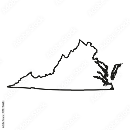 White solid outline of the state of Virginia