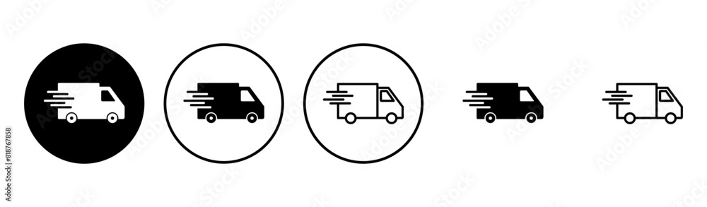 Fast shipping delivery truck icon set. Delivery truck icon. fast delivery icon Fast shipping delivery truck icon set. Delivery truck icon. fast delivery icon