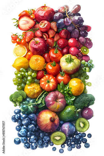 Vibrant Assortment of Nutritious Fruits and Vegetables Showcasing Nature s Abundance