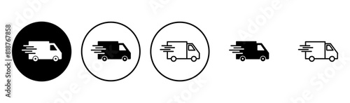 Fast shipping delivery truck icon set. Delivery truck icon. fast delivery icon