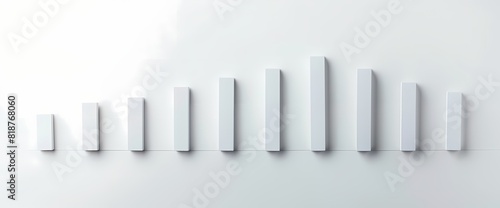 Neat and tidy representation of a sudden increase in market performance  captured in a simple bar graph on a pristine white background.