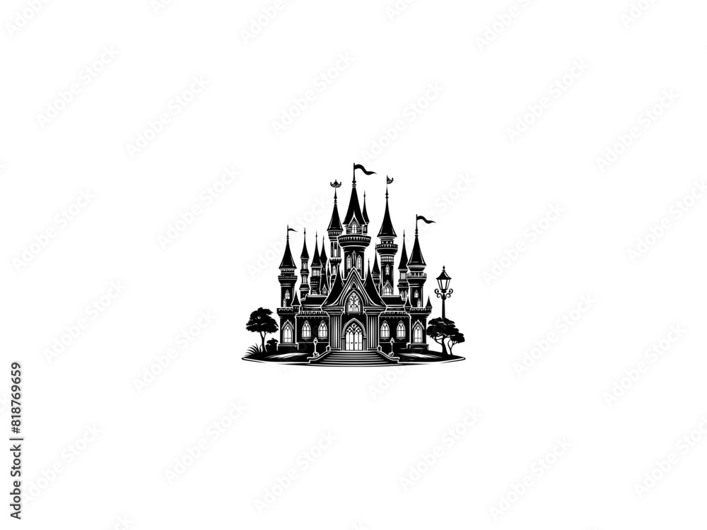 Fairytale Fortress: Princess Castle Vector Illustration for Enchanting Designs and Magical Creations