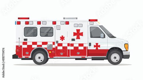 Ambulance car with star of life emblem. Medical 