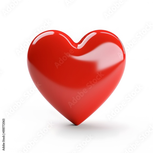 3D red heart isolated on white background. Generative AI.