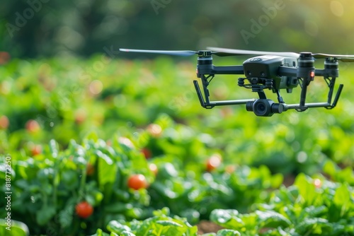 Sustainable farming with smart drone technology, featuring photo-documented vector fields and flower cultivation with agricultural illustrations. © Leo
