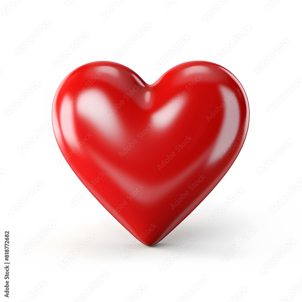 3D red heart isolated on white background. Generative AI. 3D red heart isolated on white background. Generative AI.