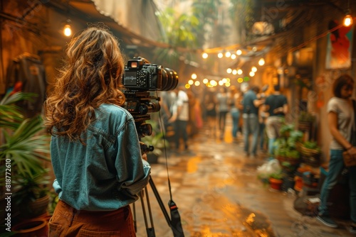 Woman posing for camera on urban street