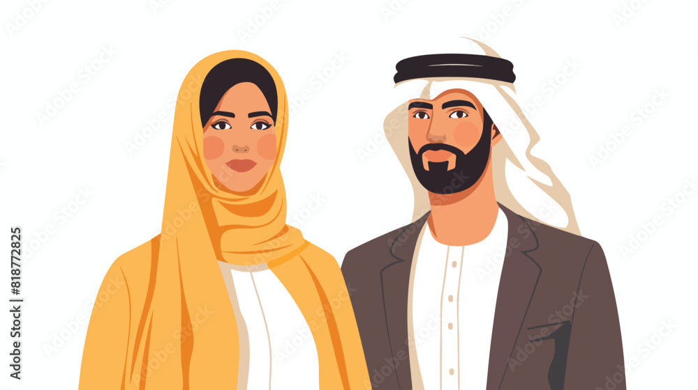 Arab Muslim couple of modern man and woman. Portrait