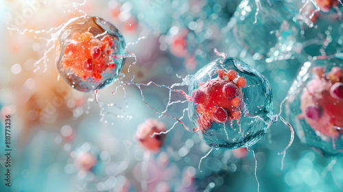 Watercolor Depiction of Dosimetry-Guided Brachytherapy for Localized Tumor Control on Isolated Background