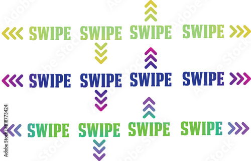 Swipe icon set. Swipe left, right, up and down. Vector  colourful