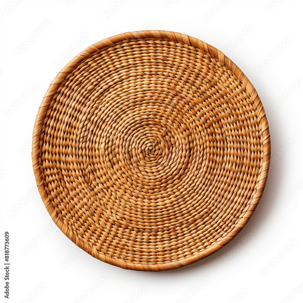 Naklejka premium Rattan placemat isolated on white background 