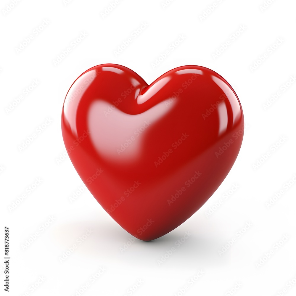 3D red heart isolated on white background. Generative AI.