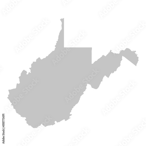 Gray solid map of the state of West Virginia