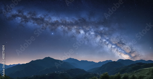 Mountains Under the Milky Way - Starry Night Sky