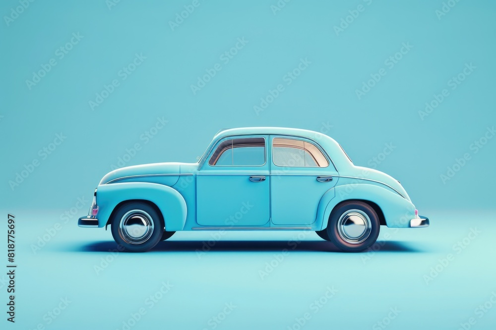 3D Cute blue Sedan simple background 3D Cute blue Sedan simple background
