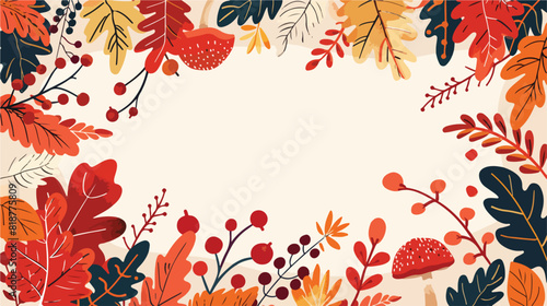 Autumn botanical square frame flat vector template. L