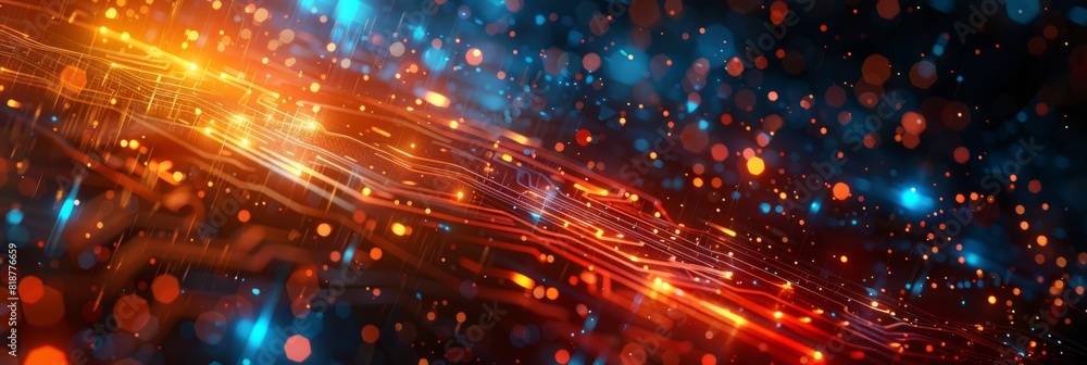 Obraz premium Glowing lights, abstract digital background