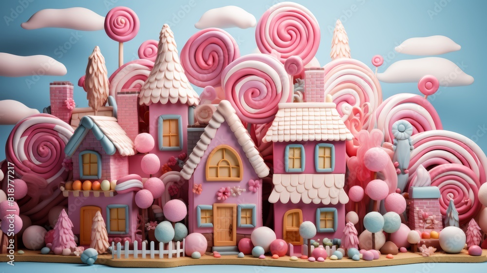 Sweet fantasy world of chocolate and candy in a dreamland of sugar paradise, a whimsical candyland Sweet fantasy world of chocolate and candy in a dreamland of sugar paradise, a whimsical candyland