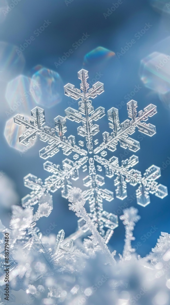 Snowflake close up . Vertical background Snowflake close up . Vertical background