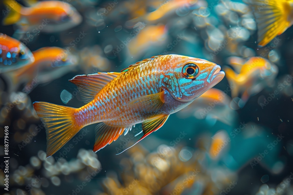 Group of colorful fish swimming in aquarium Group of colorful fish swimming in aquarium