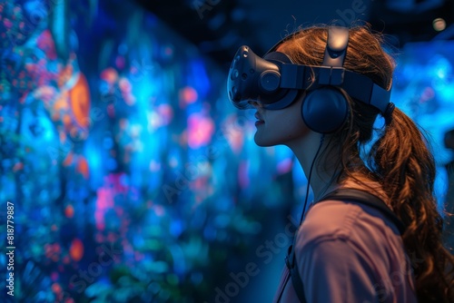 Woman engaging in virtual reality experience