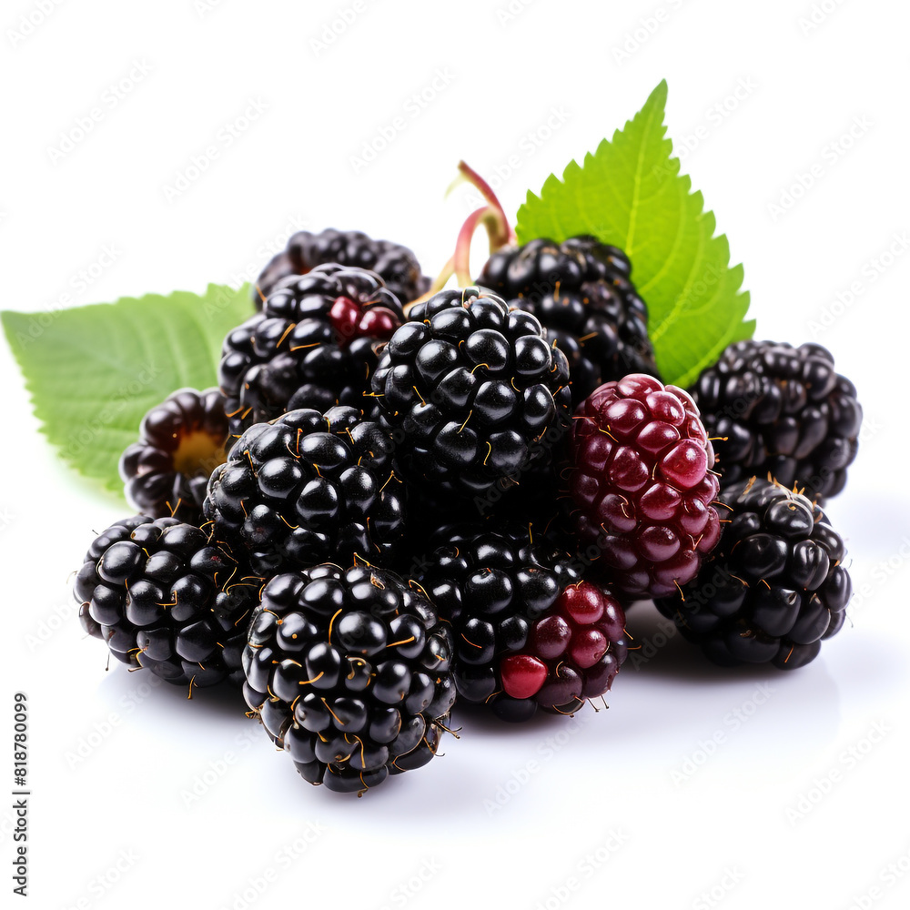 Blackberries in a pile isolated on white background Blackberries in a pile isolated on white background