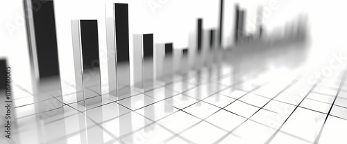 Simple and elegant bar graph indicating a significant surge in market performance, set against a pure white backdrop. © ALLAH KING OF WORLD