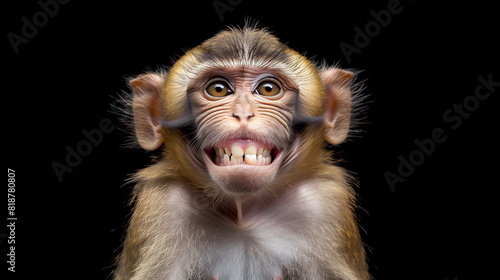 Playful Barbary Macaque Monkey Showing Teeth photo