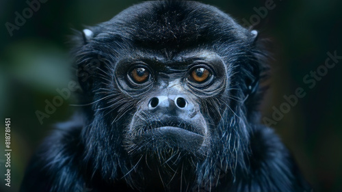close up of a black faced spider monkey