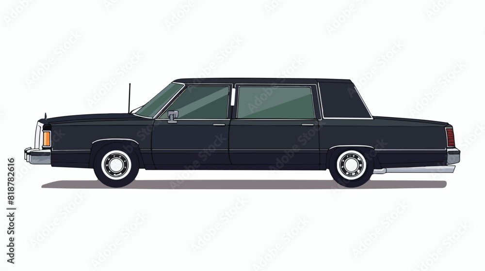 Black hearse isolated on white background. Automobile