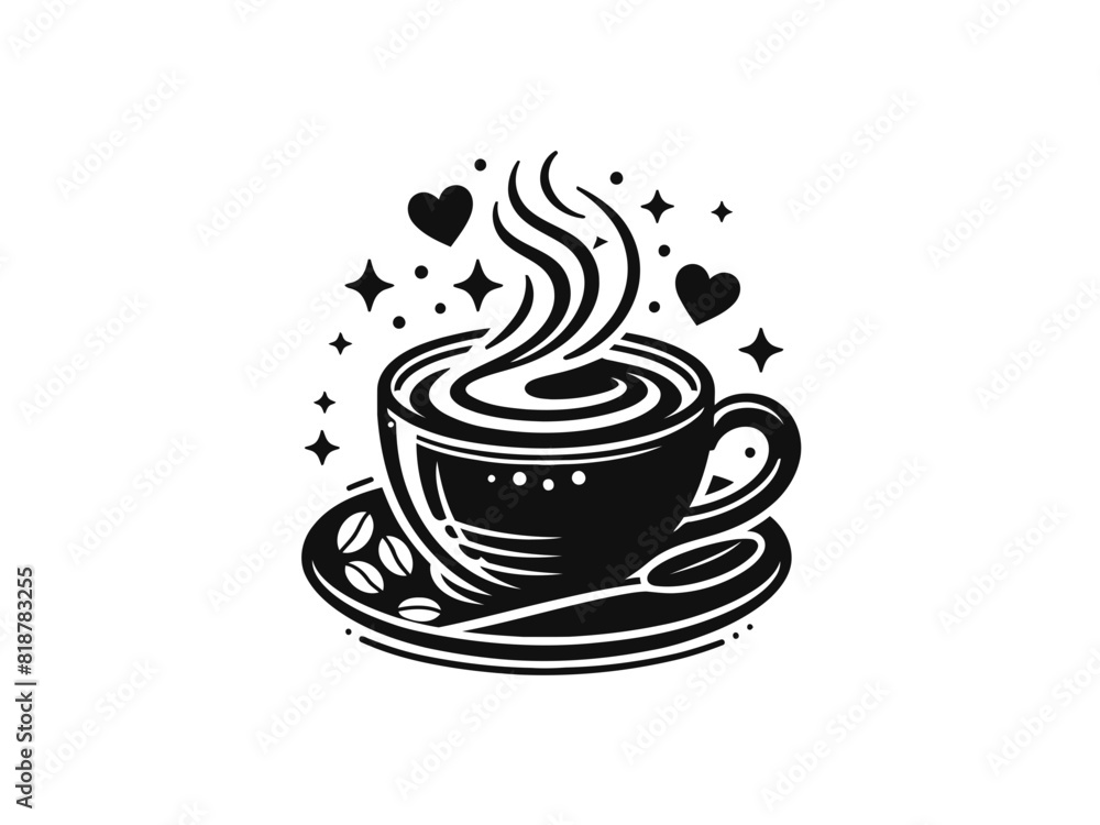 Obraz premium Morning Brew: Detailed Coffee Cup Vector Illustration for Cozy and Caffeine-filled Designs