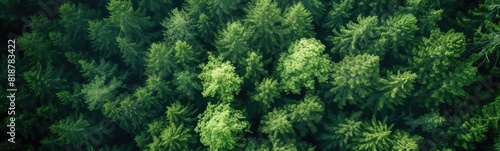 Aerial view of a forest with a few trees in the foreground photo