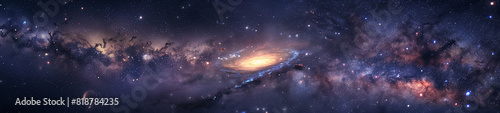 Majestic spiral galaxy adorned with stars and cosmic dust in a stunning celestial display