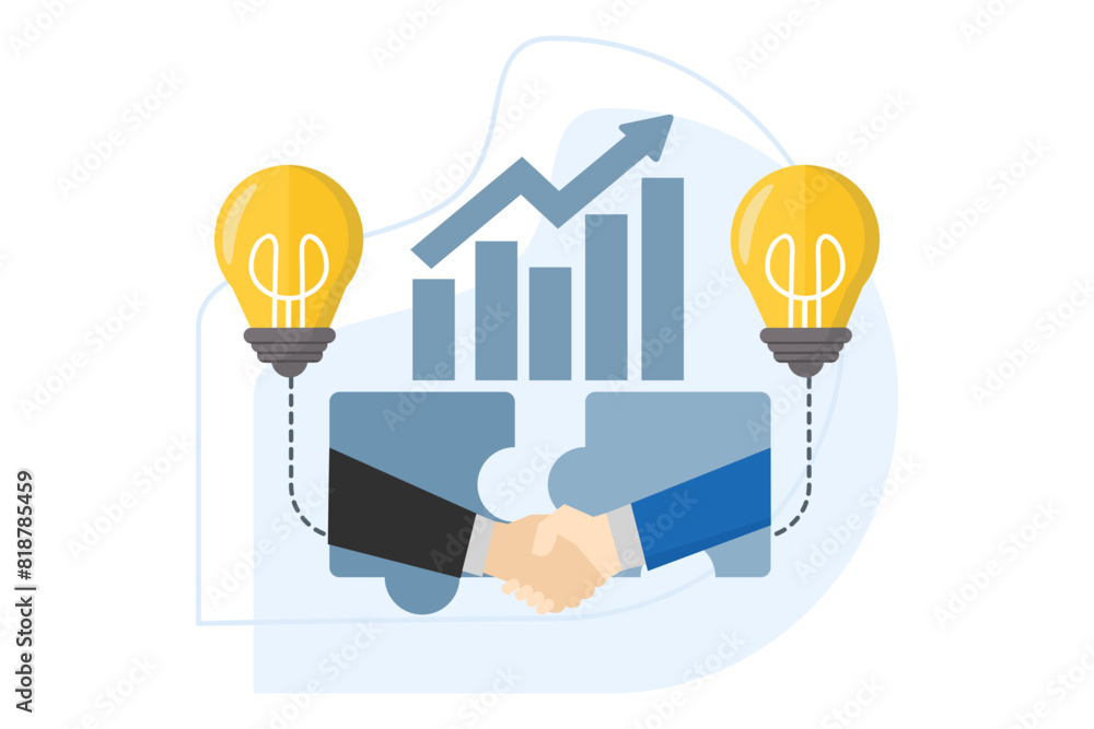 Teamwork business concept. business people shaking hands as a form of teamwork. Symbol of teamwork, cooperation, partnership. Flat design style vector illustration on white background. Teamwork business concept. business people shaking hands as a form of teamwork. Symbol of teamwork, cooperation, partnership. Flat design style vector illustration on white background.