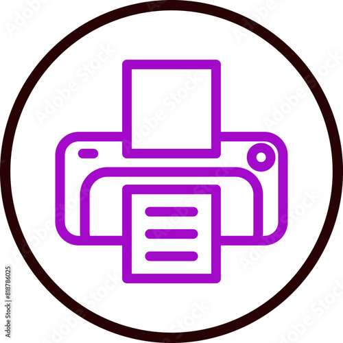Printer Line Purple Circle Black Icon Design