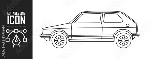 Car icon, side view. Editable move.