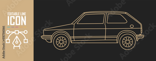 Car icon, side view. Editable move.