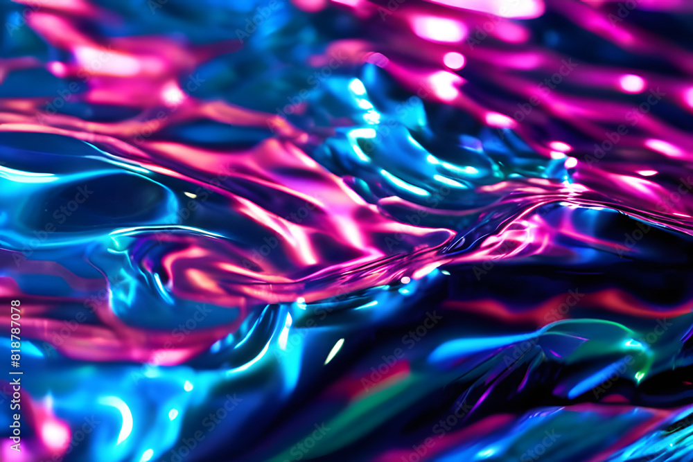 Fototapeta premium aesthetic tech modern background with glossy metal liquid iridescent effect
