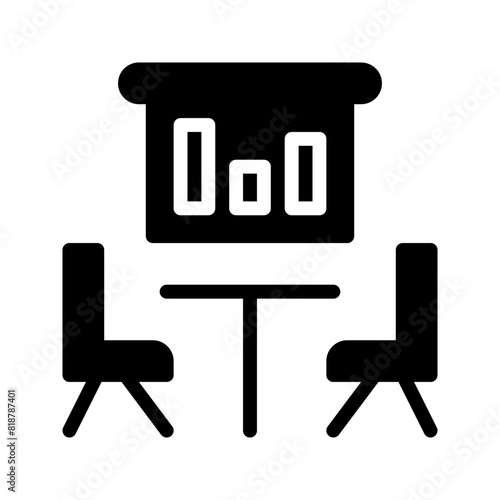 Meeting solid icon. business discussion room symbols icons graphic design. Vector illustration.