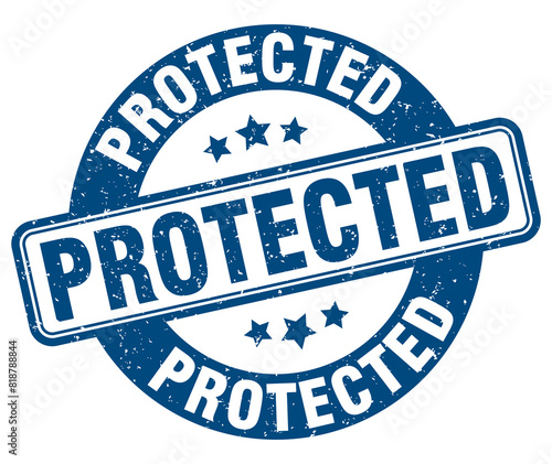protected stamp. protected label. round grunge sign