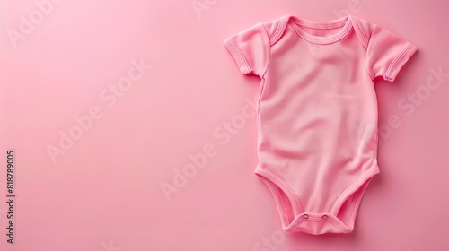 A pink baby bodysuit on a background. photo