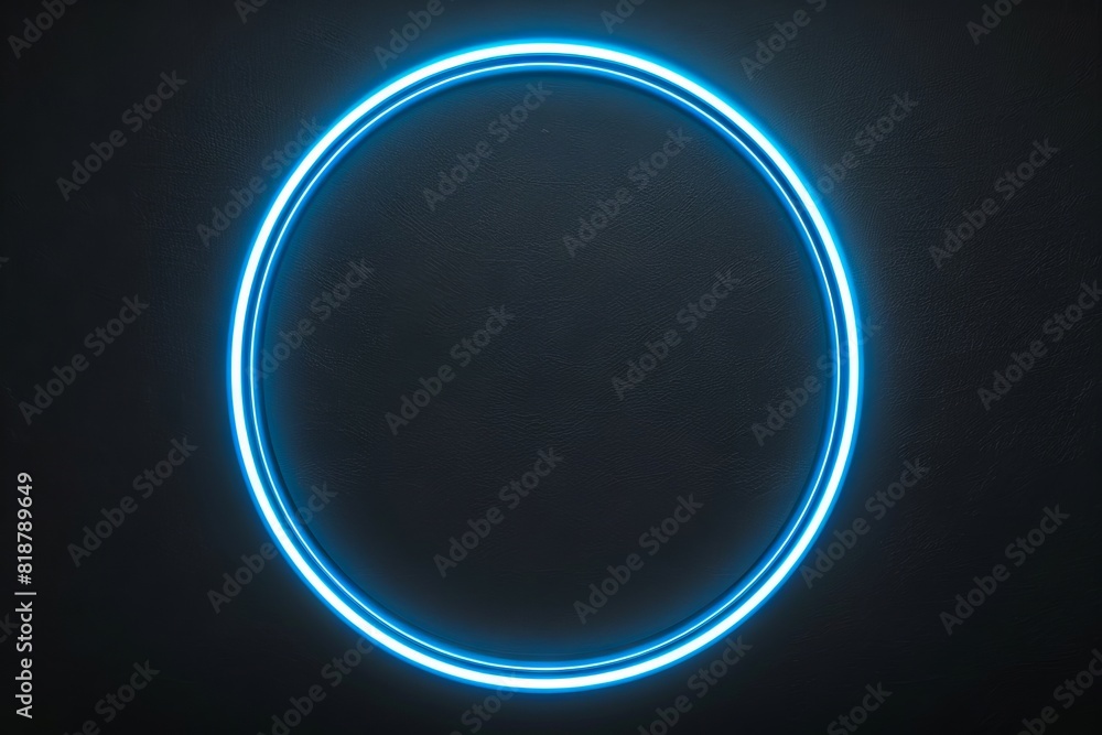 A blue neon circle on a black background. A blue neon circle on a black background.