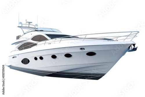 Boat Background. Luxury Yacht on White Isolated Background with Speed at Sea © AIGen