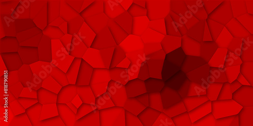 Abstract black and red broken stained glass background design with line. geometric pattern with 3d shapes vector Illustration. Red broken wall paper in decoration