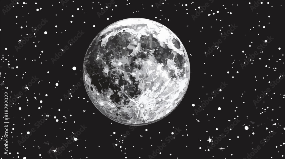 Full moon in outer space with lunar craters. Logo han
