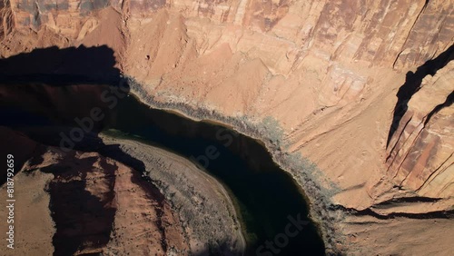 Aerial over Colorado river in Grand Canyon horseshoe bend in Grand Canyon national park, Arizona