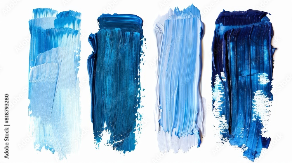A row of blue paint strokes, each with a different shade of blue